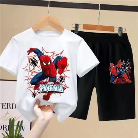 Children'S T-Shirts Spider-Man Set Aoger Spiderman Boys Summer Trend Baby Short Sleeve Shorts Two-Piece Set Kids Outfits Gifts ﻿ - TiniLoom