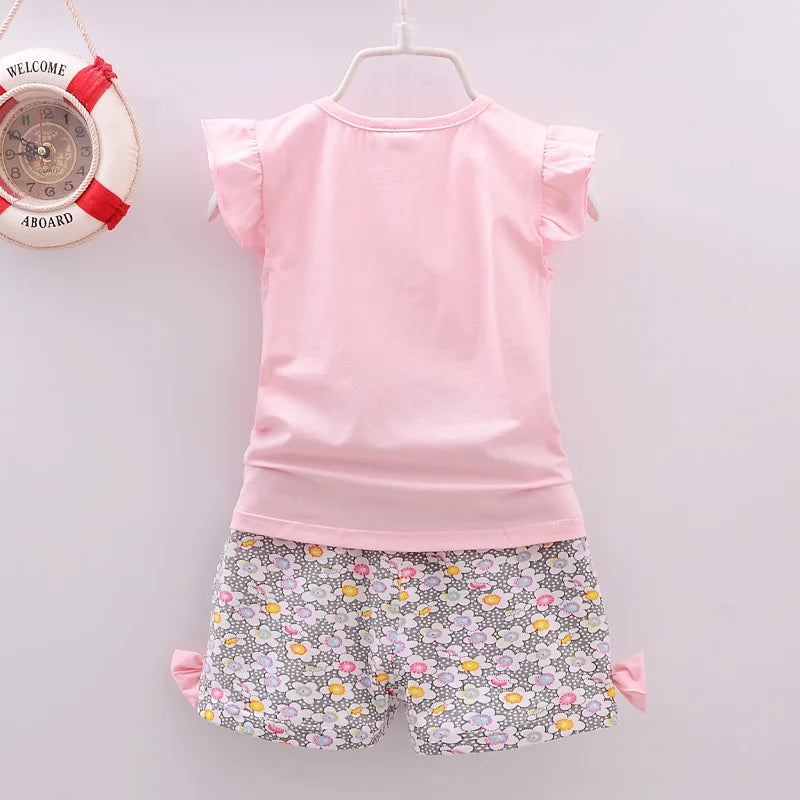 Baby Girls Clothes Sets for Kids T-shirt Tops+Short Pants Clothes Sets Toddler Girl Lollipop Printed Summer Infant Clothing Sets - TiniLoom