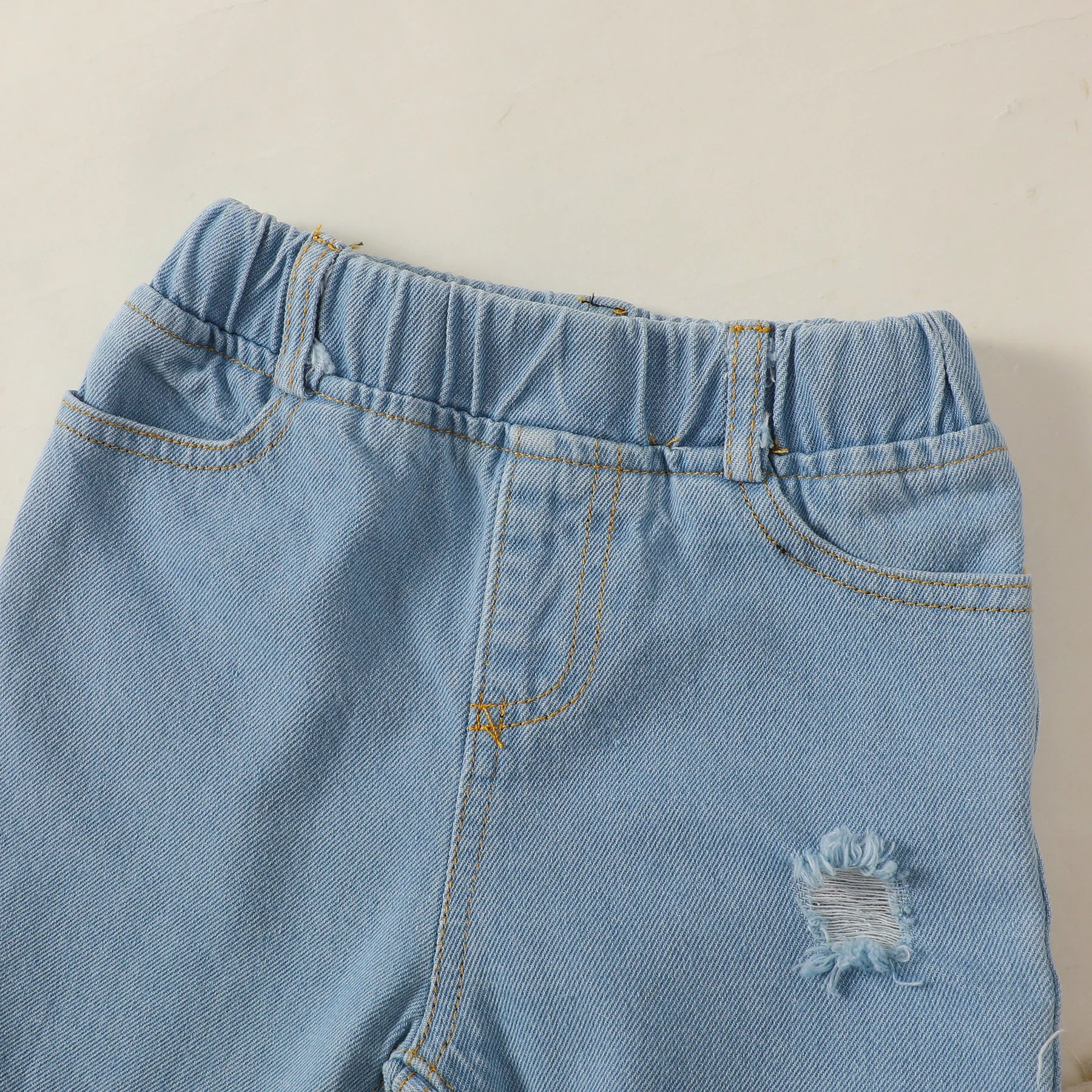 1-4 Years Kids Girls Suit Long Sleeve Flower Ruffle Tops+Elastic Waist Denim Pants 2pcs Set Toddler Girl Clothes Spring Outfit - TiniLoom