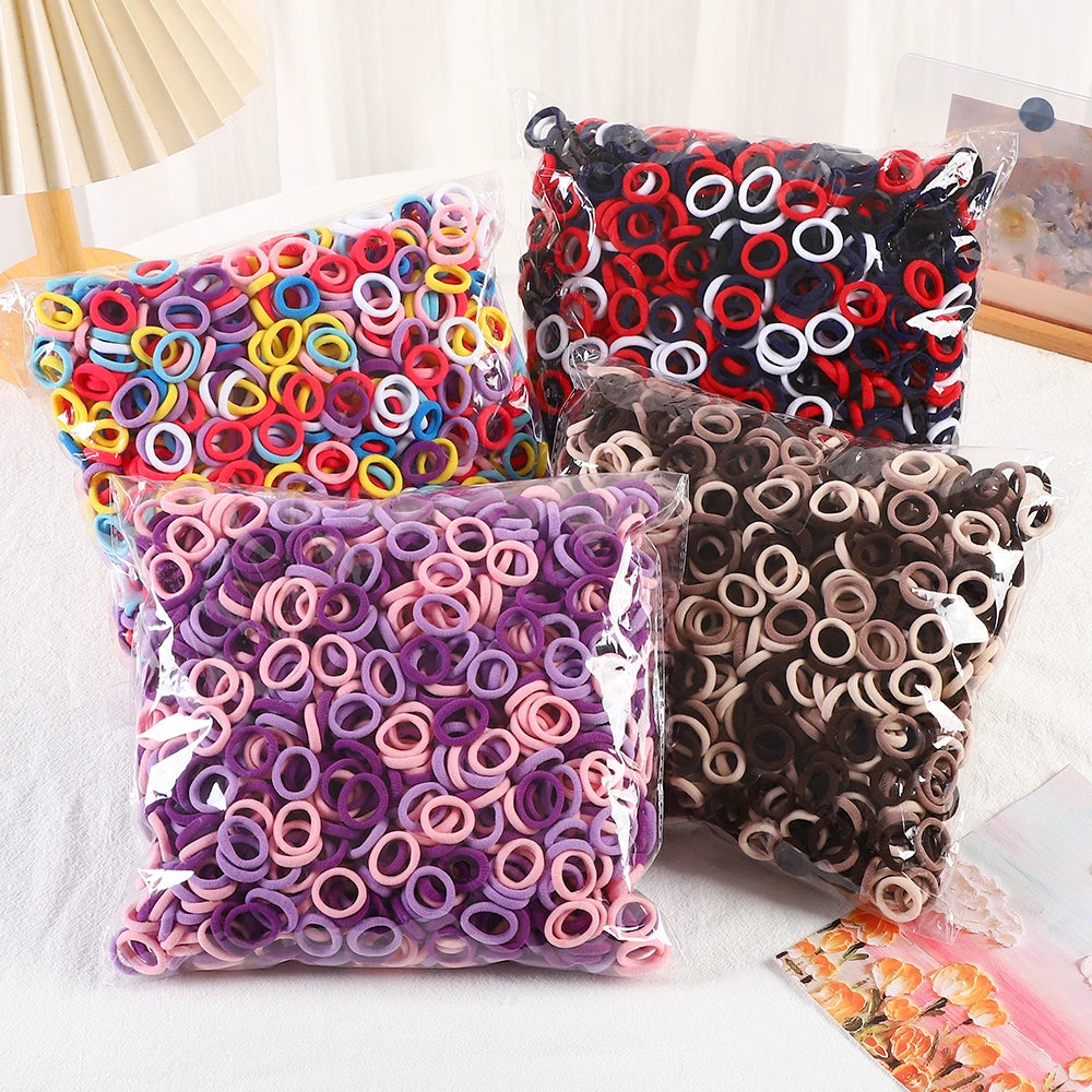 50Pcs/bag Colorful Basic Nylon Ealstic Hair Ties for Girls Ponytail Hold Scrunchie Rubber Band Kid Fashion Hair Accessories - TiniLoom
