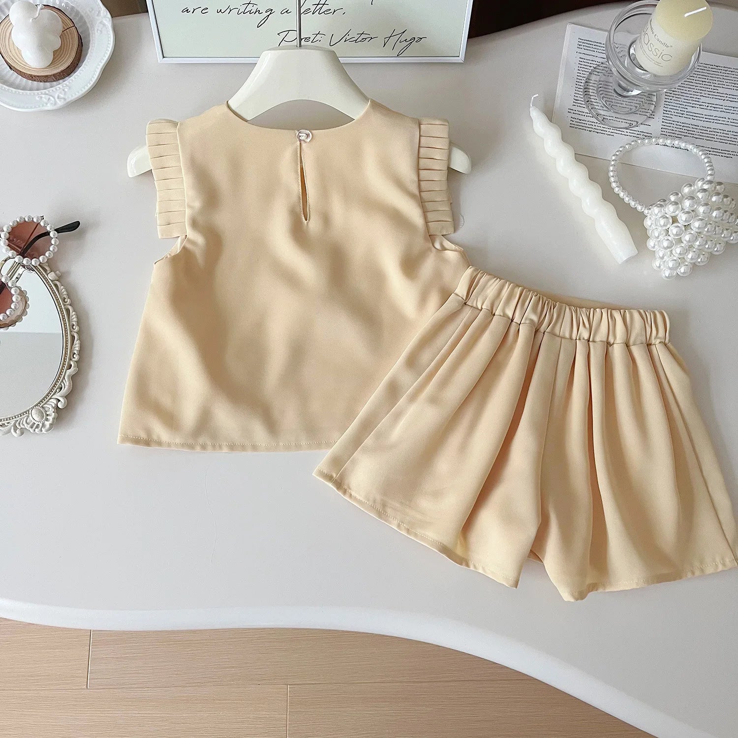 Children's Suit For Girls Summer Cute Three Flowers Short Sleeve Tshirt + Shorts 2 PC Sets Casual Outfit Baby Kids Clothing ﻿ - TiniLoom