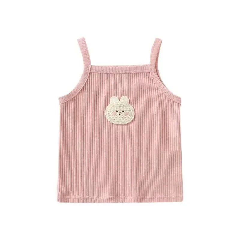 Baby Girls T-shirts for Kids Summer Sleeveless Knitted Tops Vest Outfits Girls Cute Halter Tops Tees Children Clothing 1-12 Year - TiniLoom