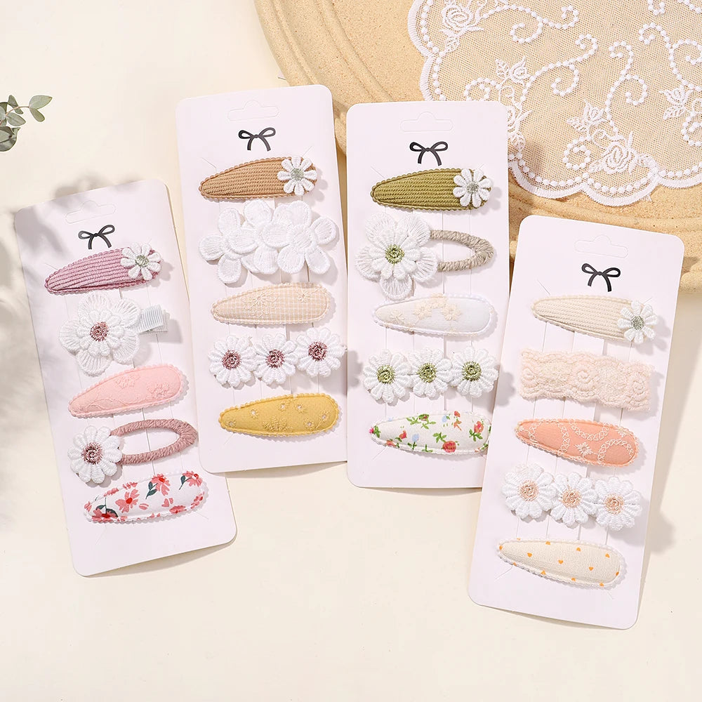 5Pcs/Set Mini Baby Girl Hair Clip Cute Floral Bow Bunny Princess Hairpin for Toddler Girl Lovely Bang Side Clip Hair Accessories - TiniLoom