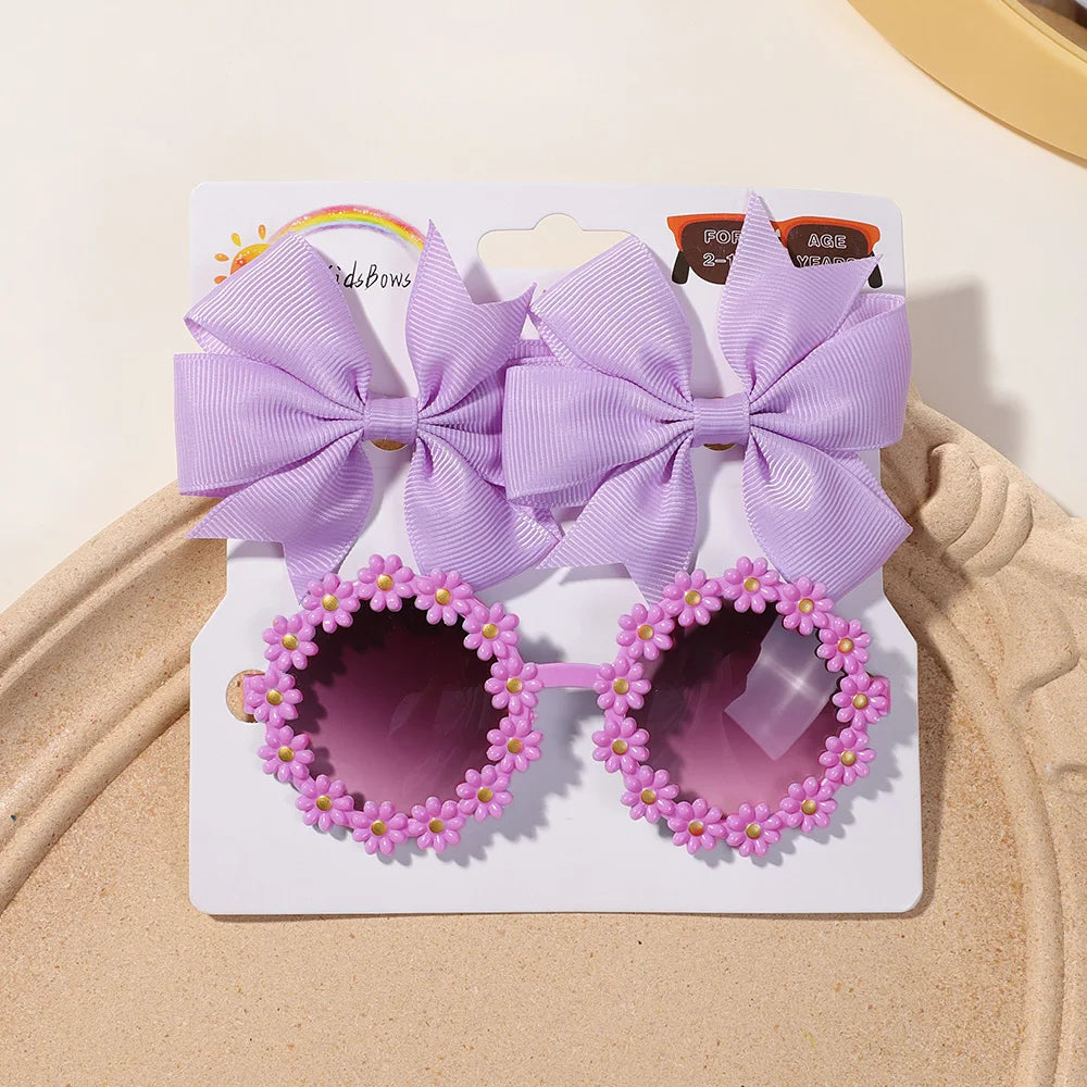 BABY BOWS Butterfly Hairclip Set for Kids Lovely Glasses Accessories Fashion Party Girls Dress Hairpins Headband Gift Set