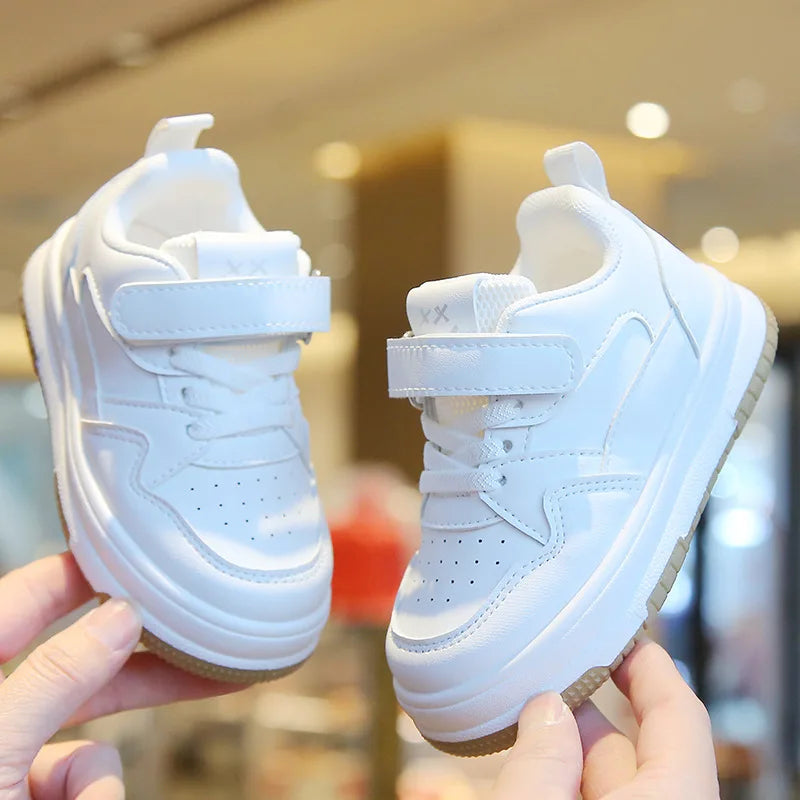 Children's White Shoes Spring and Autumn Kid's Sports Shoes Anti slip Lightweight Boys Board Shoes Soft Sole Baby Casual Shoes - TiniLoom