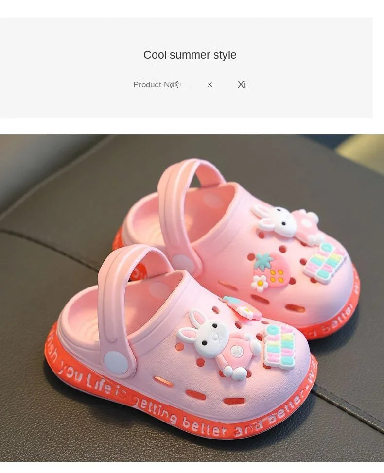 Children's Slippers Cute Cartoon Girls Boys with Soft Soles Baby Bags Perforated Shoes Home and Baby Sandals - TiniLoom