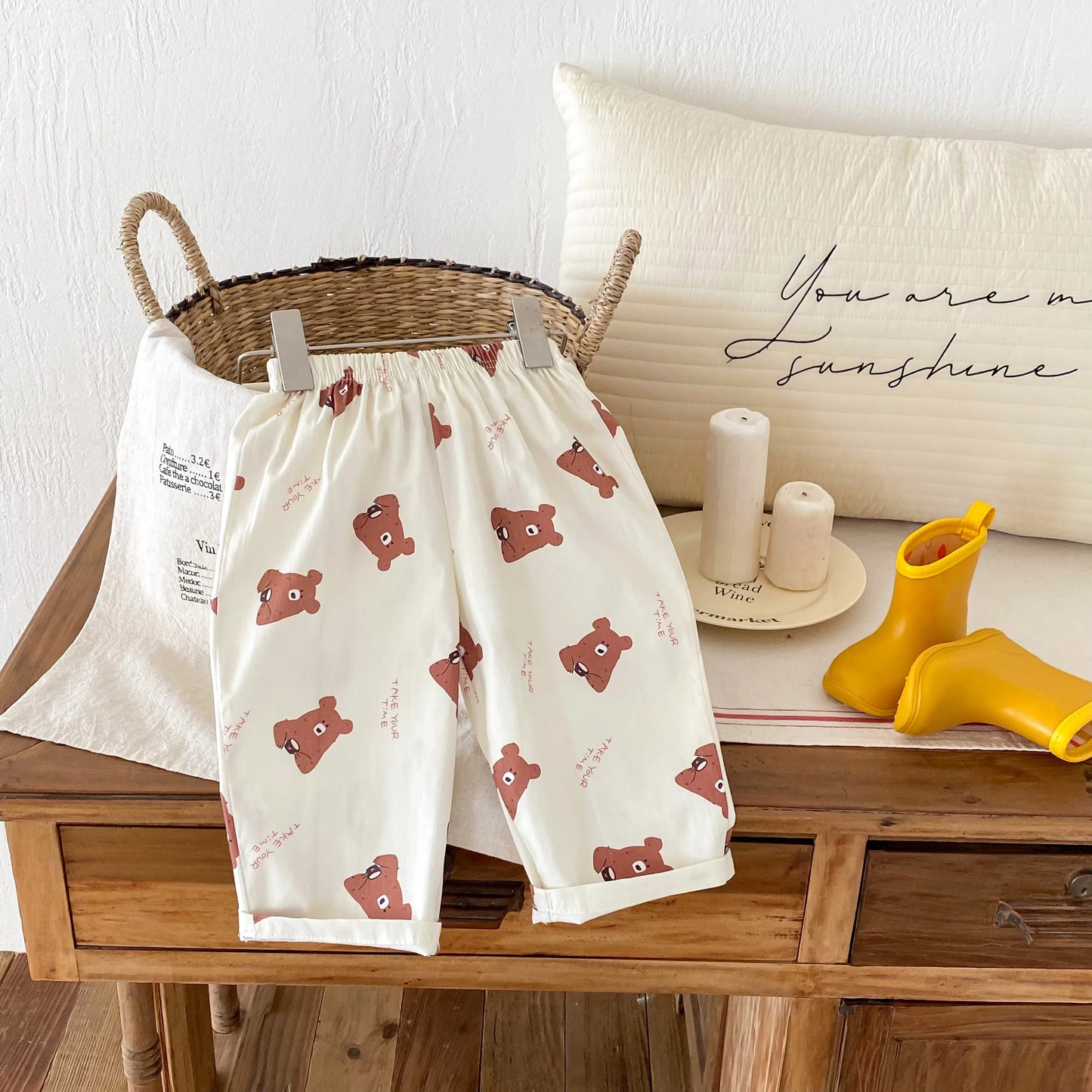 Casual Loose Pants Children Spring Summer Wear New Thin Simple Versatile Trousers Outer Wear Boys And Girls Cartoon Print Pants - TiniLoom