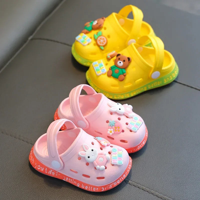 kids baby Girls Summer Sandals: Soft Sole Toddler children Indoor Slippers Cartoon Boys Breathable Hollow Shoes - TiniLoom