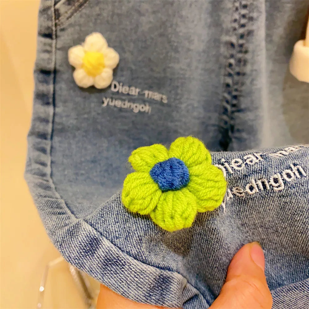 Ambroidered Flower Girl Jeans Baby Boy Kids Jeans Girl Pants Daduhey Wide Leg Pants Harem Trousers Clothes Bottoms - TiniLoom