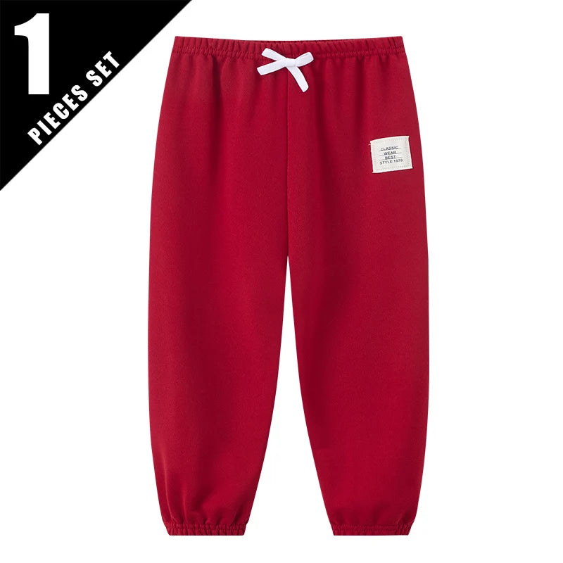 1/3 Pcs Four Seasons Children's Leisure Sports Pants Solid Color Basic Boy Running Holiday 9 Pants Girl Joker Comfortable Pants - TiniLoom