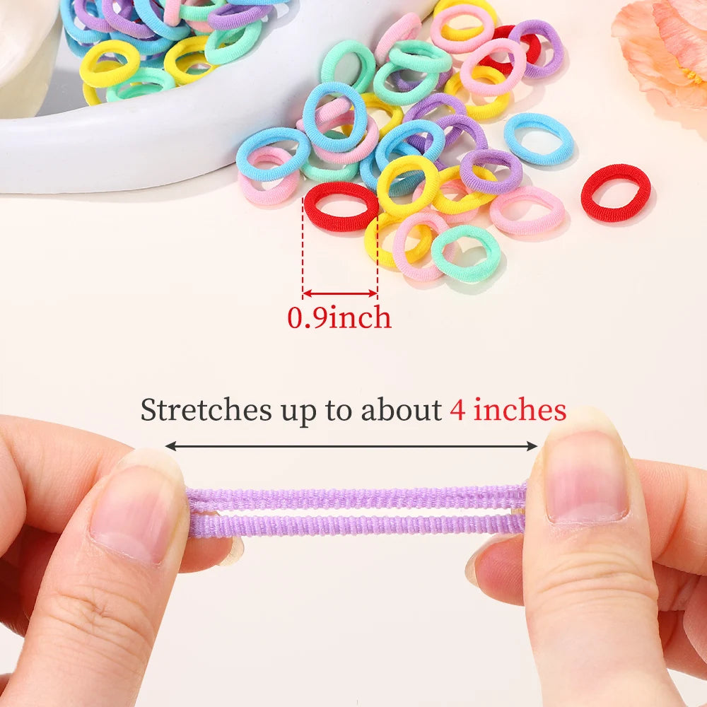 50Pcs/bag Colorful Basic Nylon Ealstic Hair Ties for Girls Ponytail Hold Scrunchie Rubber Band Kid Fashion Hair Accessories - TiniLoom