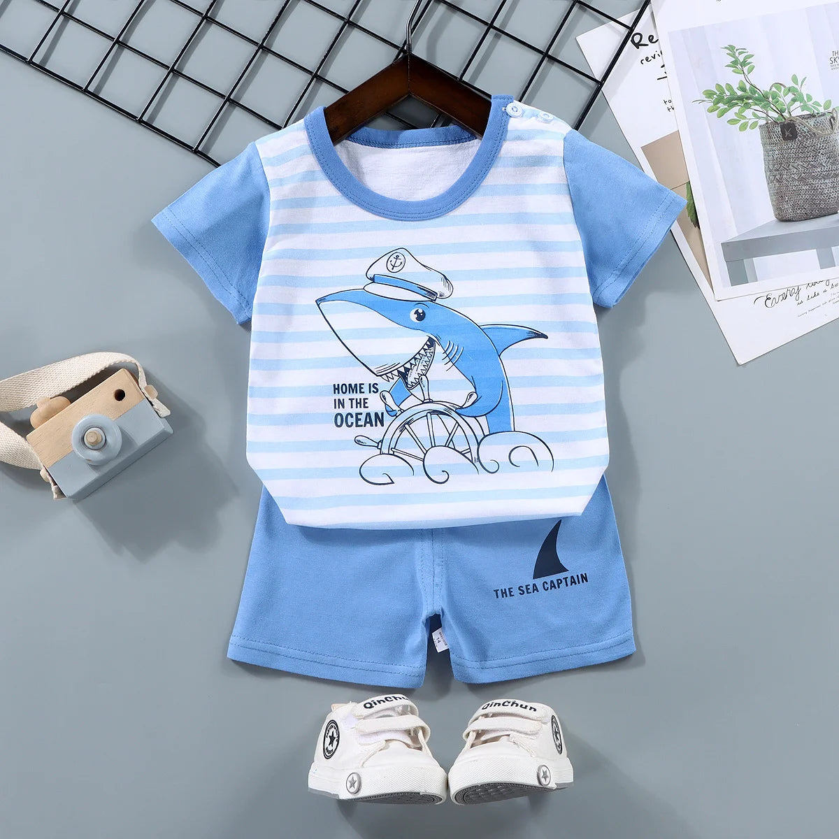 Fashion Kids Clothes Boys Girls Sets Top Shorts 2PCS 100% Cotton Soft Summer Children Baby Cloths T-shirt Shorts Toddler Suit - TiniLoom