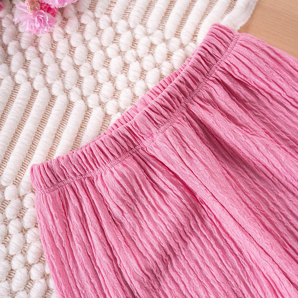 Girls Solid Color Suspenders Summer Suspenders Ruffles + Wide Leg Pants 2 Pieces Dress Set White Cute Elegant Baby Clothes - TiniLoom
