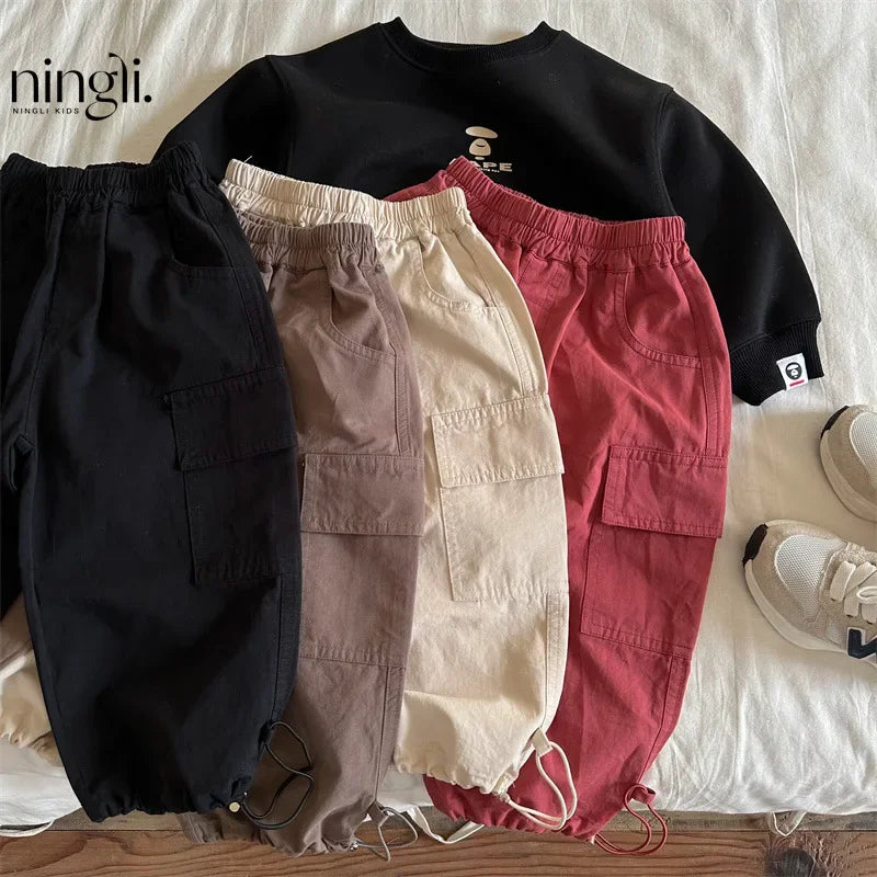 Kids Pants Girdle Overalls Baby Wide Leg Pants Girls Pants Teenage Girls Clothing Cargo Winter Clothes for Boys - TiniLoom