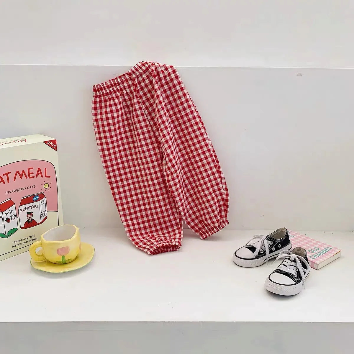 73-120CM Plaid Trousers Summer Girls New Style Harlan Pants Children Fashion Versatile Pants Thin Cotton Mosquito Proof Pants - TiniLoom