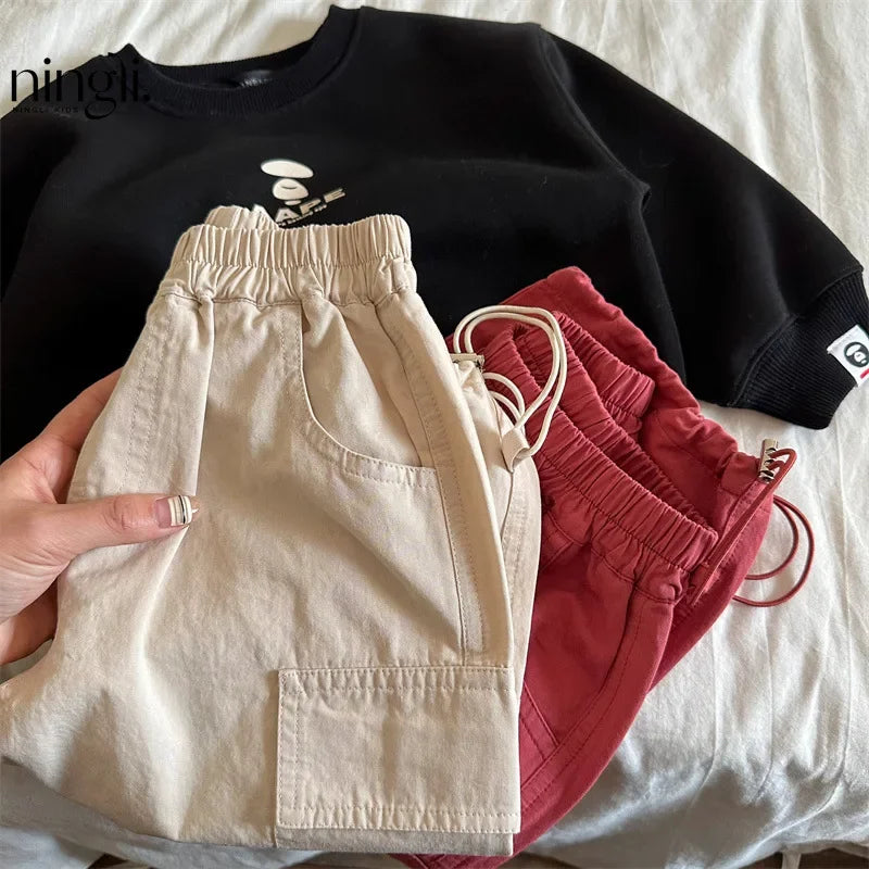 Kids Pants Girdle Overalls Baby Wide Leg Pants Girls Pants Teenage Girls Clothing Cargo Winter Clothes for Boys - TiniLoom