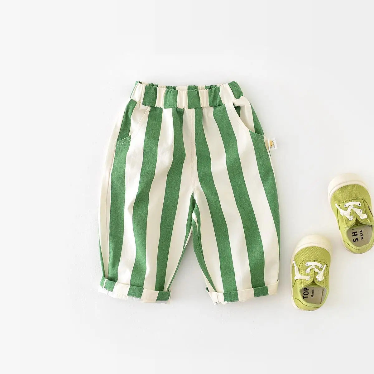 2024 Autumn Boy Girl Children Loose Striped Casual Pants Baby Pockets Fashion Pants Kid Outdoor Cotton Trousers Toddler Costume - TiniLoom