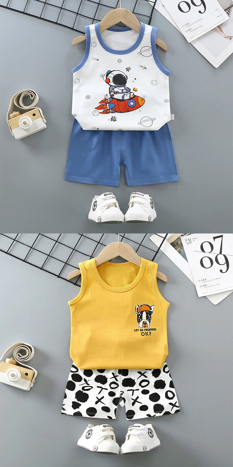 Children Sets Kids Clothes Boys Girls Vest Suit  Summer Children's Clothing baby Cotton T-Shirts Shorts Tank Top Sleeveless - TiniLoom