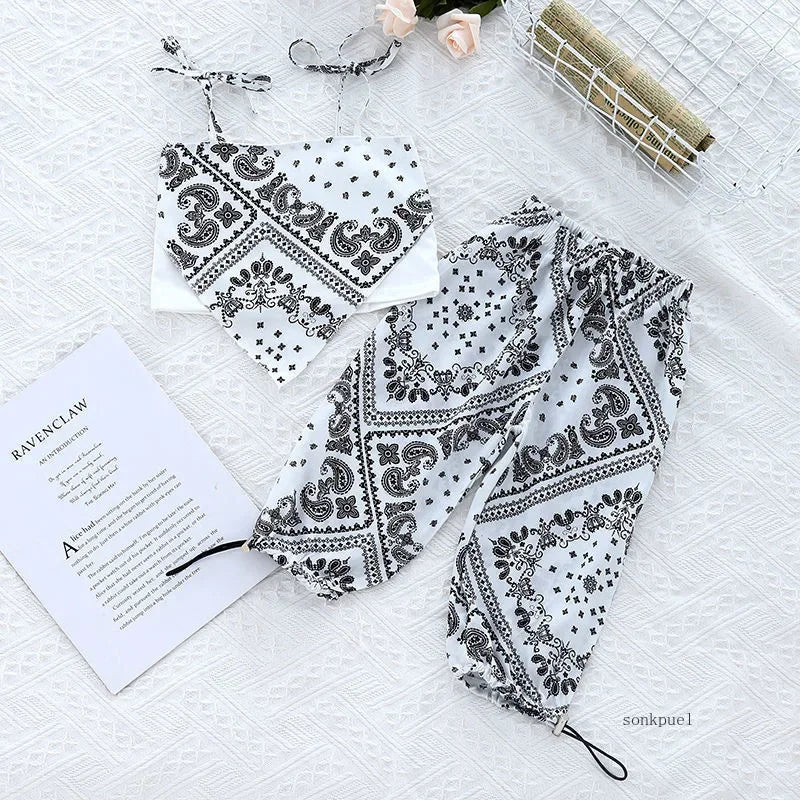 3-6Years Summer Suit Thin Girls Suit Suspender Mosquito-proof Pants Two Pieces of Cute Girl Children's Clothes - TiniLoom