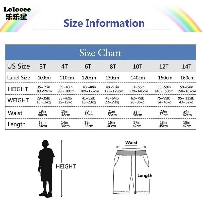 Kids Summer Cartoon Shorts 3-14Years Children Cotton Elastic Waist Knee Length Pants Gray School Student Boys Short Sweatpants - TiniLoom