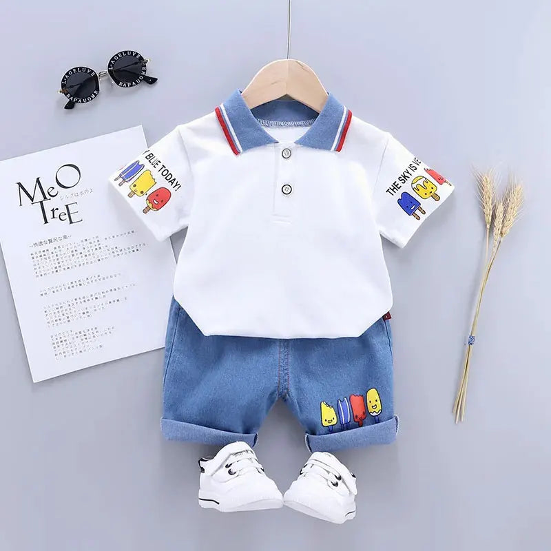 Baby Boy Clothes Set T-shirt+Shorts Kids Boy Summer Clothing Set Cute Cartoon Baby Boy Outfit Set Infant Toddler Tee Shirt Pants - TiniLoom