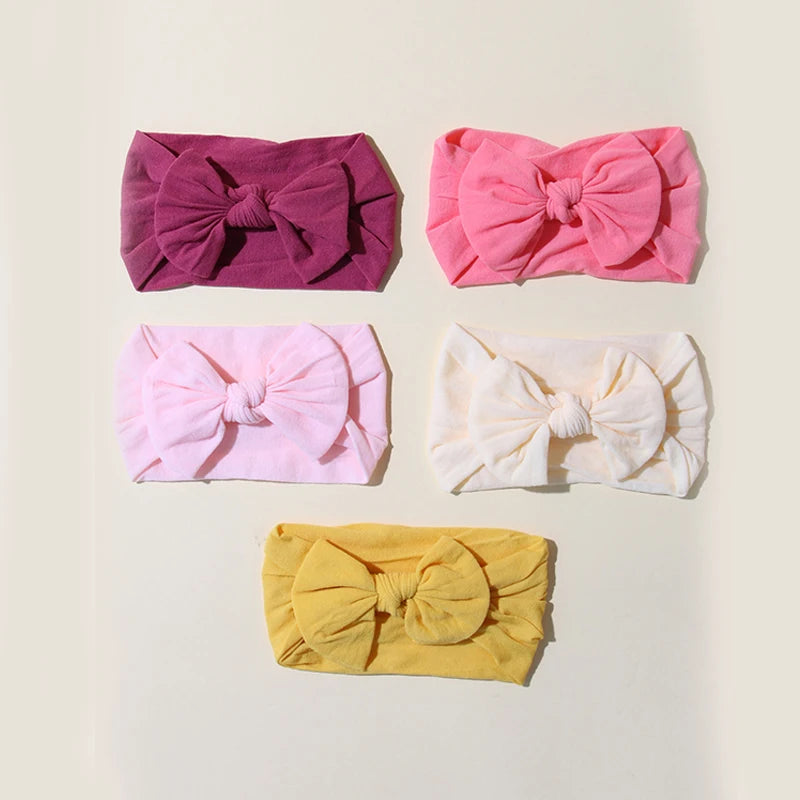 5Pcs Cute Bows Baby Headband Soft Elastic Baby Girl Hair Bands For Newborn Infant Turban Headwear Baby Hair Accessories - TiniLoom