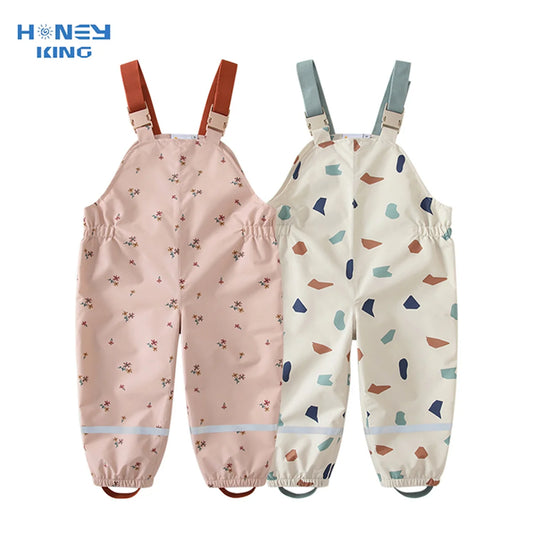 HONEYKING Children Waterproof Rain Pants Baby Jumpsuits Boys Girls Overalls Pants Fashion Kids Overalls - TiniLoom