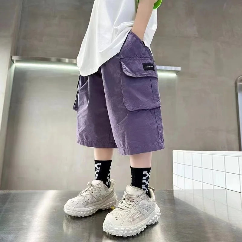 New Summer Teenage Short Boys Pants 3-14 Years Old Big Pocket Trousers For Kids Children Birthday Present - TiniLoom