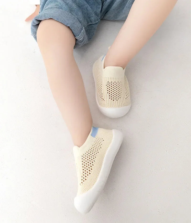 Spring Summer Toddler Shoes Breathable Knitted Kids Sneakers Boys Slip-on Tennis Shoes Girls Soft Non-slip School Casual Shoes - TiniLoom