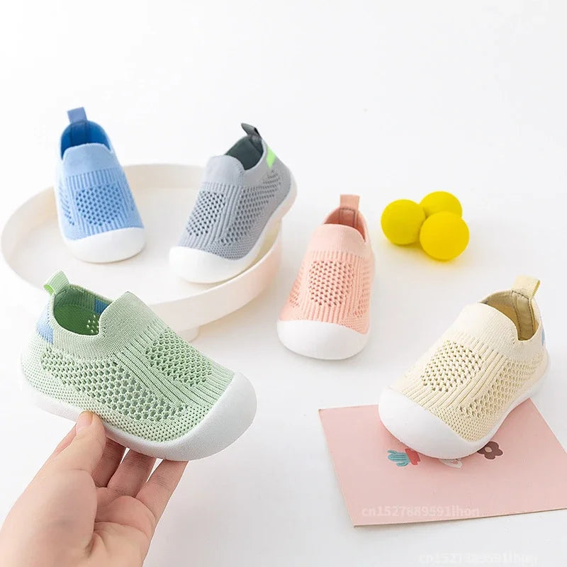 Spring Summer Toddler Shoes Breathable Knitted Kids Sneakers Boys Slip-on Tennis Shoes Girls Soft Non-slip School Casual Shoes - TiniLoom
