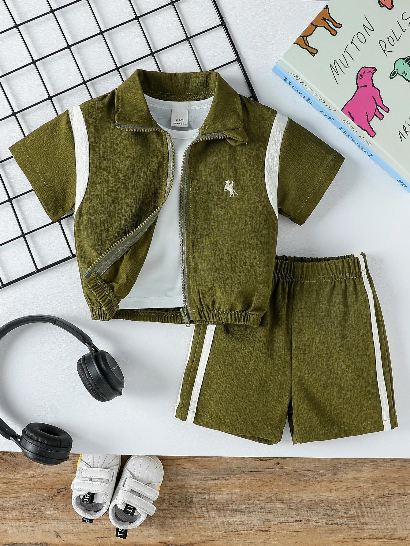 2Pcs Baby Boys Short Sleeve With Zipper Top & Pants Set Summer Outdoor Sports Clothes For 1-3Y Casual - TiniLoom