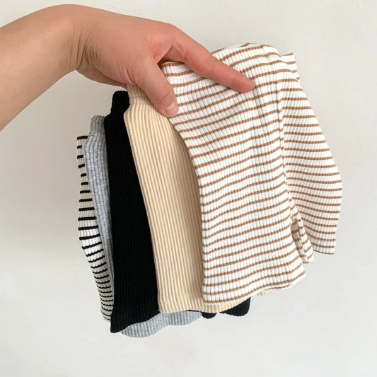 2025 Summer Baby Trousers Pants Ribbed Elastic Striped Pants Children's Casual Infant Clothing Kids Toddler Boys Girl Clothes