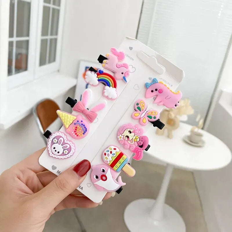 10PCS/Set New Girls Cute Cartoon Unicorn Hair Clips Kids Lovely Hairpins Ice Cream Headband Barrettes Fashion Hair Accessories - TiniLoom