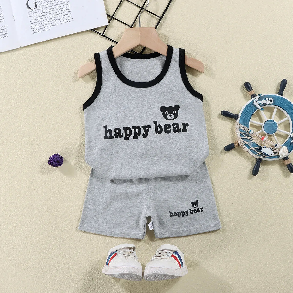 Children Sets Kids Vest Suit 2PCS Set Summer Cotton T-Shirt Girl Shorts Clothes Children Boys Girls Sleeveless Suit Wear Cloth - TiniLoom