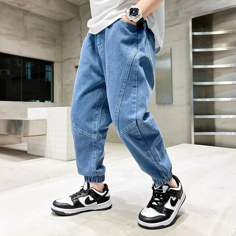 Big boy jeans, children's clothing, casual fashion, cool children's pants, boys' pants, boys' Baggy summer clothing, teenagers - TiniLoom