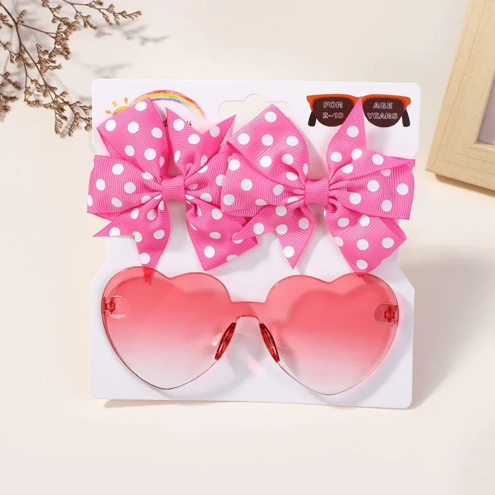 BABY BOWS Butterfly Hairclip Set for Kids Lovely Glasses Accessories Fashion Party Girls Dress Hairpins Headband Gift Set