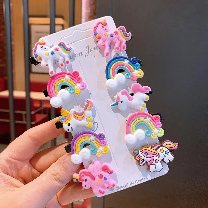 10PCS/Set New Girls Cute Cartoon Unicorn Hair Clips Kids Lovely Hairpins Ice Cream Headband Barrettes Fashion Hair Accessories - TiniLoom