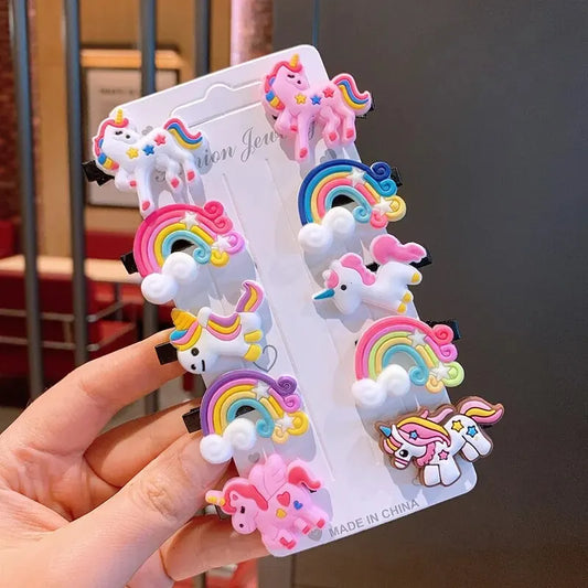 10PCS/Set New Girls Cute Cartoon Unicorn Hair Clips Kids Lovely Hairpins Ice Cream Headband Barrettes Fashion Hair Accessories - TiniLoom