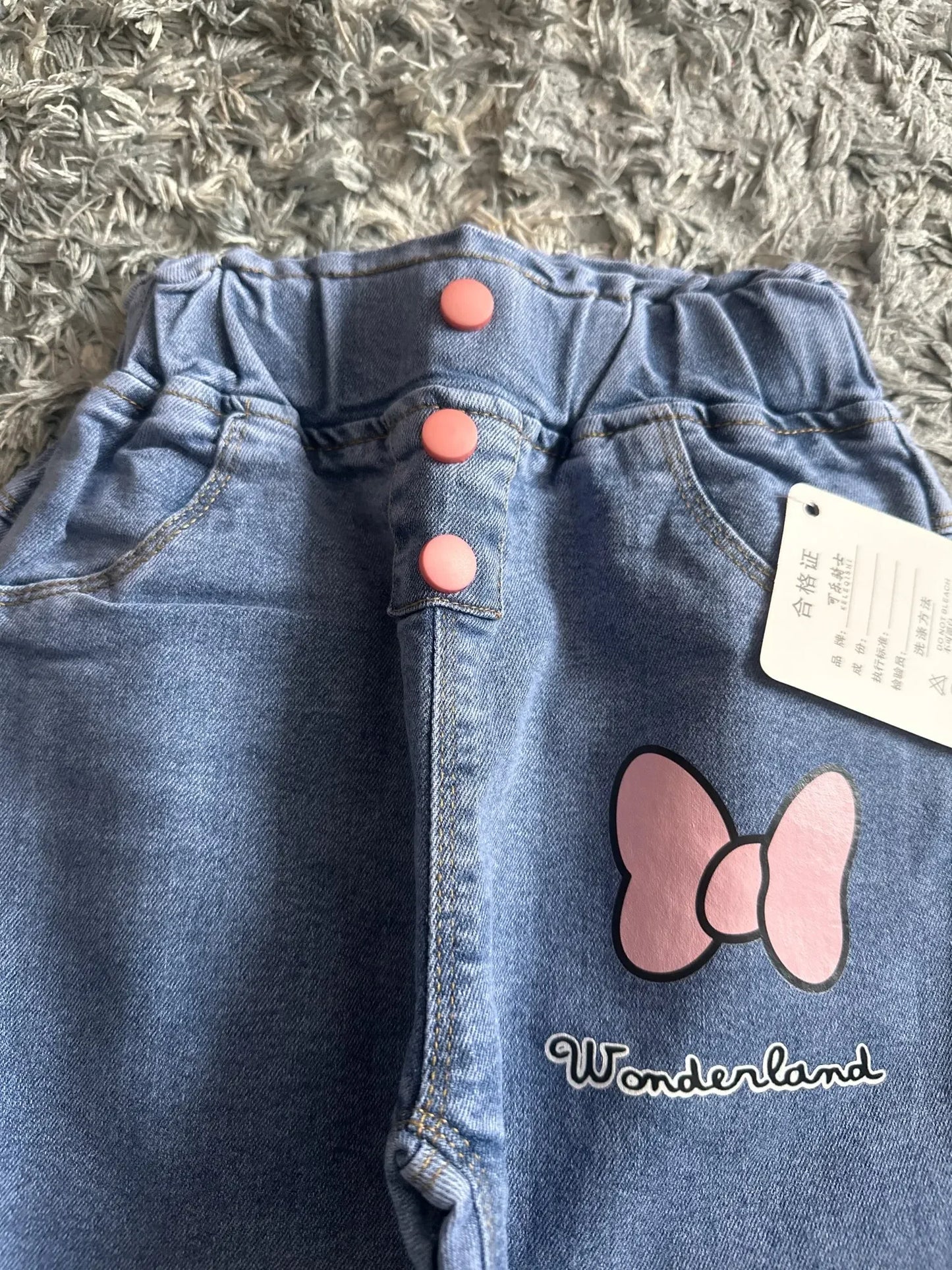 Kids Baby Girls Casual Clothes Jeans Pink Bow Trousers Toddler Infant Denim Clothing Pants Children Bottoms 1 2 3 4 5 6  Years - TiniLoom