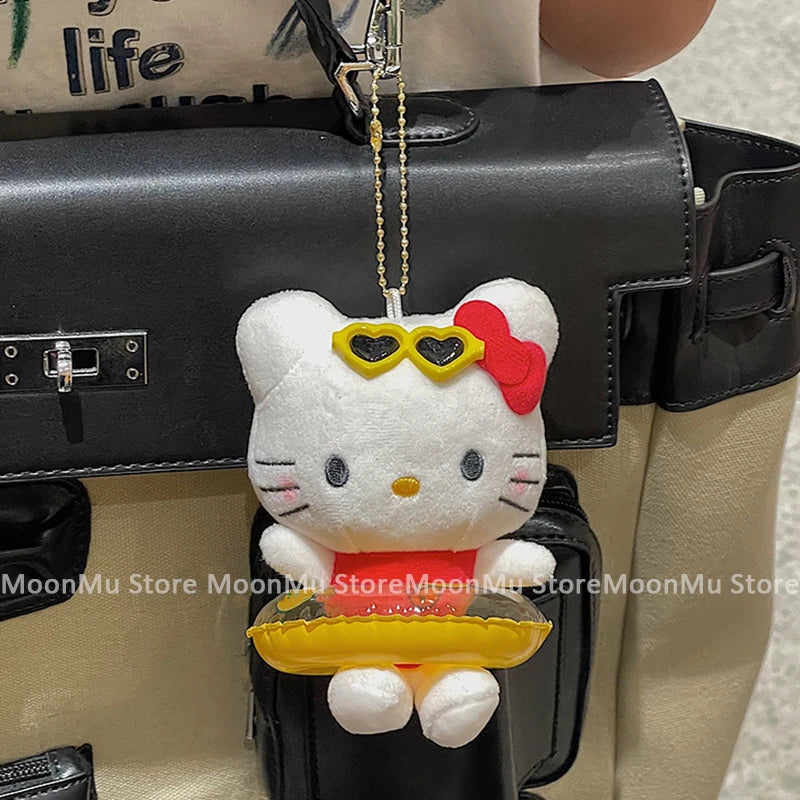 Sanrio Hello Kitty Plush Doll Keychain Pendant Cartoon Kt Cat Stuffed Plushies Key Ring Bag Accessories Girls Gift Kids Toys - TiniLoom