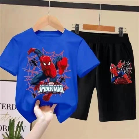 Children'S T-Shirts Spider-Man Set Aoger Spiderman Boys Summer Trend Baby Short Sleeve Shorts Two-Piece Set Kids Outfits Gifts ﻿ - TiniLoom