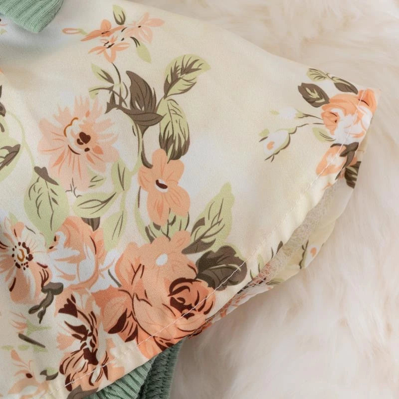 Summer Baby Girl Dress With Bowknot Striped Jumpsuit Cotton Dress For Newborn Floral Clothes Baby Crawling Clothes - TiniLoom