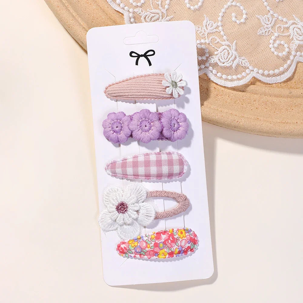 New 5Pcs BB Clips Set for Kids Hair Accessories Sweet Printe Hairbangs Hairclip Girls Barrette Ins Style Daisy Hairpin Ornaments - TiniLoom
