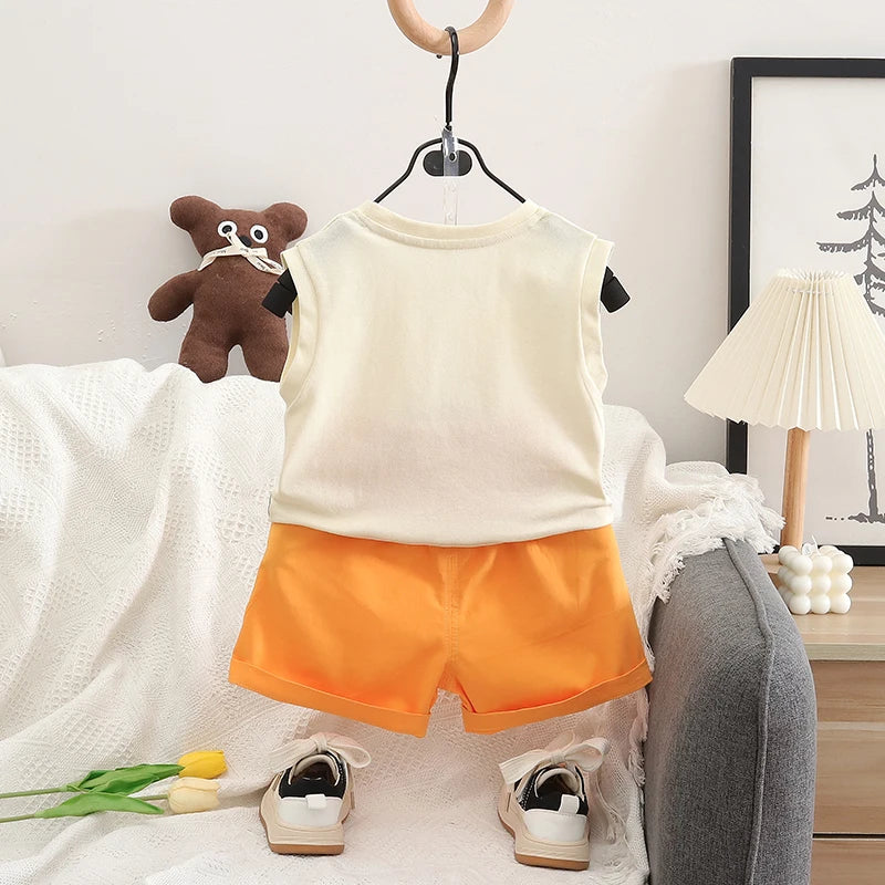 New Summer Baby Girls Clothes Suit Children Boys Vest+Shorts 2Pcs/Sets Kids Clothing Infant Boy Clothes Set Toddler Girl Clothes