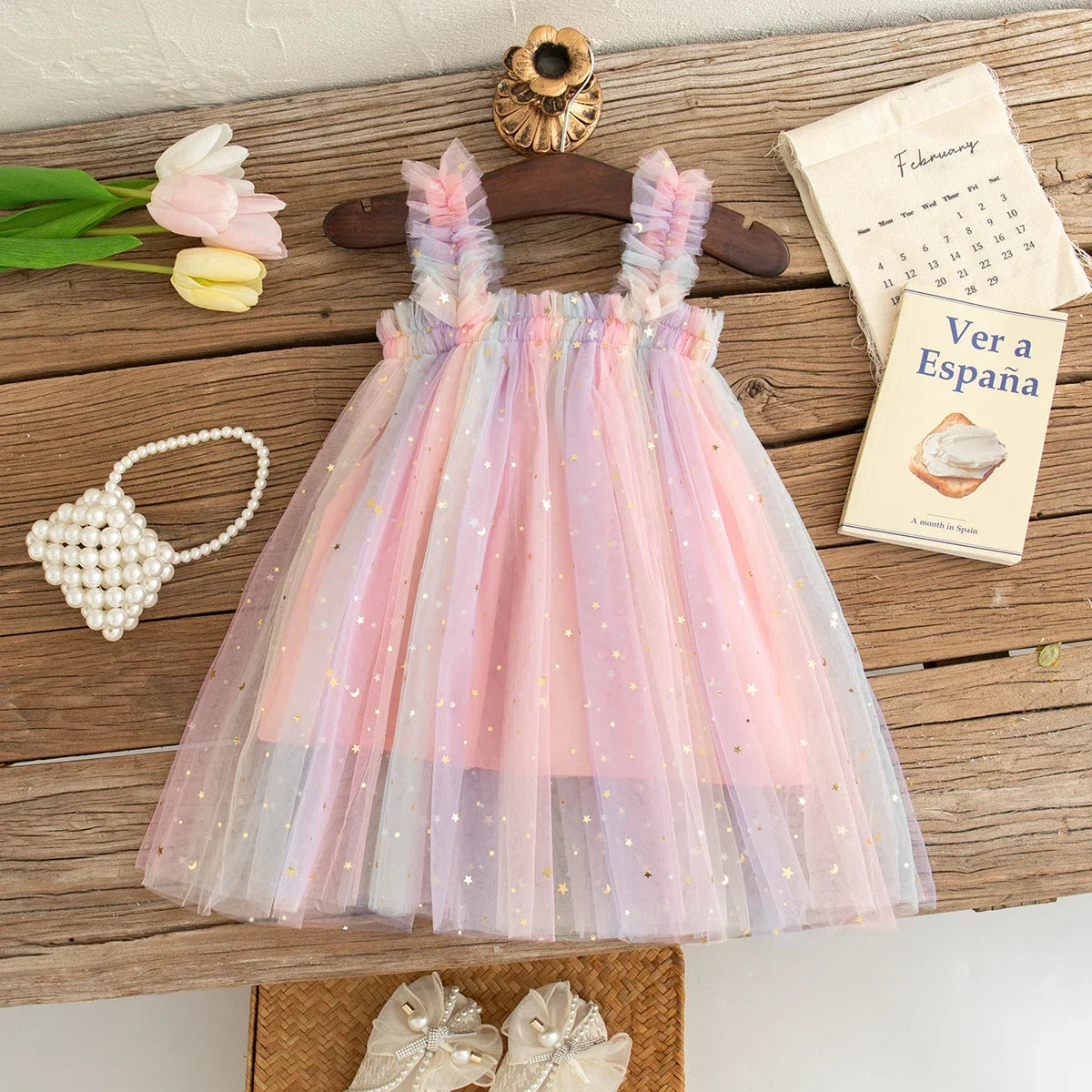 Baby Dresses Summer Colorful Sequins Mesh Baby Girl Dress Sweet Sling Girls Wedding Flower Girl Kid's Dress Baby Girl Clothes - TiniLoom