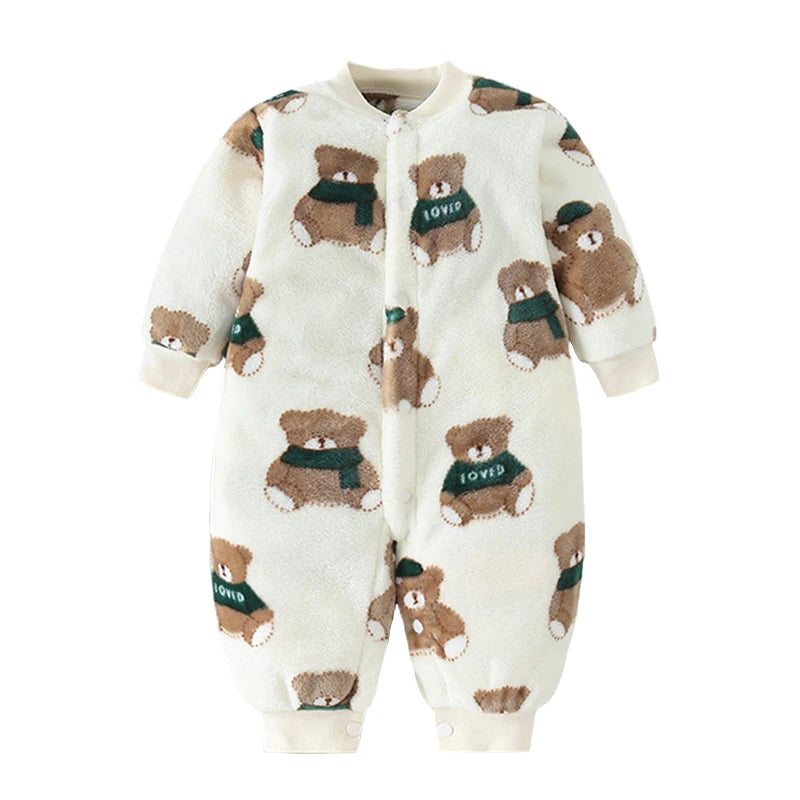 Newborn Baby Spring Winter Clothes Infant Jacket for Girls Jumpsuit for Boys Soft Flannel Bebe Romper Baby Clothes 0-18 Month - TiniLoom