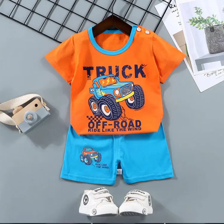 Fashion Kids Clothes Boys Girls Sets Top Shorts 2PCS 100% Cotton Soft Summer Children Baby Cloths T-shirt Shorts Toddler Suit - TiniLoom