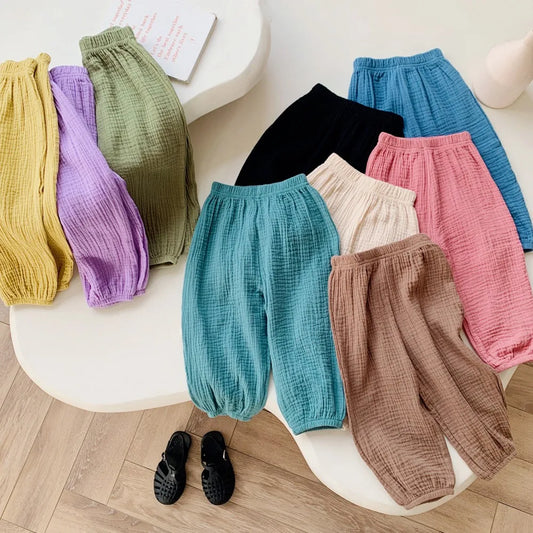 Spring Summer Mosquito Resistant Pants Toddler New Casual Loose Trousers Solid Color Pants Outer Wear Boys Girls Versatile Pants - TiniLoom
