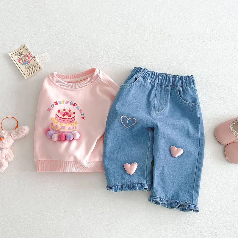 MILANCEL New Spring Kids Jeans 0-5T Baby Cute Three Dimensional Love Trousers Children Girls Thin Style Denim Blue Pants - TiniLoom