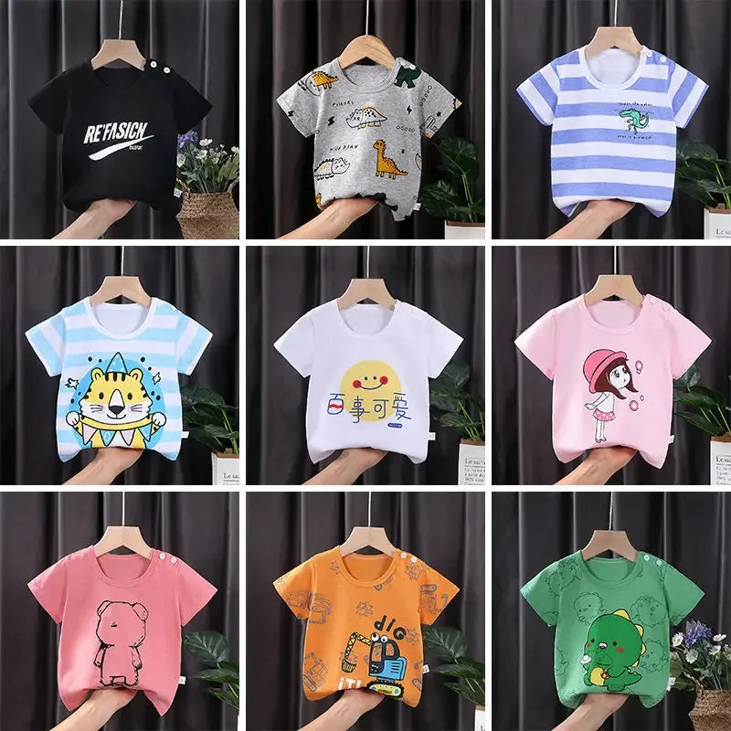Kids Clothes T-Shirt  Children's Clothing  Boys Girls Summer Cartoon Tops Short Sleeve Clothes 100% Cotton Baby Clothing - TiniLoom